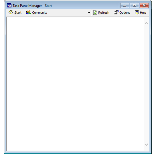 Visual FoxPro 9 Task Pane Manager open and blank with no error